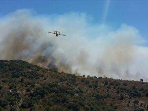 Bodrum'da makilik alanda başlayan yangına müdahale ediliyor