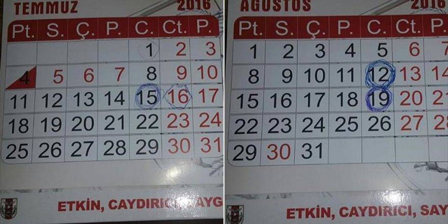 Tümgeneral Darbe Girişimi Gününü Takviminde İşaretlemiş
