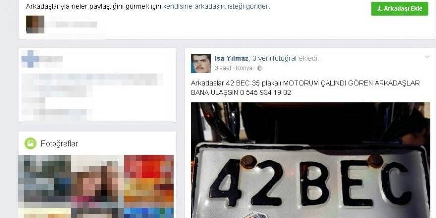 Çalınan motosikletini sosyal medya yoluyla arıyor