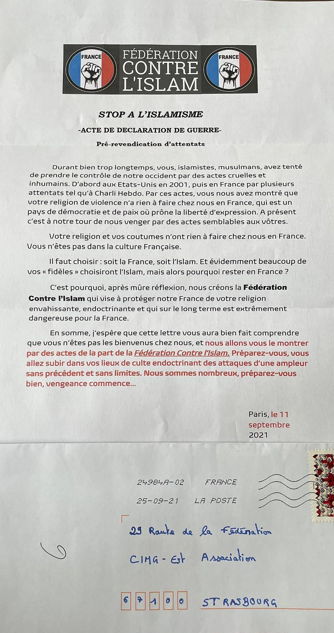 Fransa'da yapımı devam eden, Avrupa'nın en büyük camisine tehdit mektubu 14