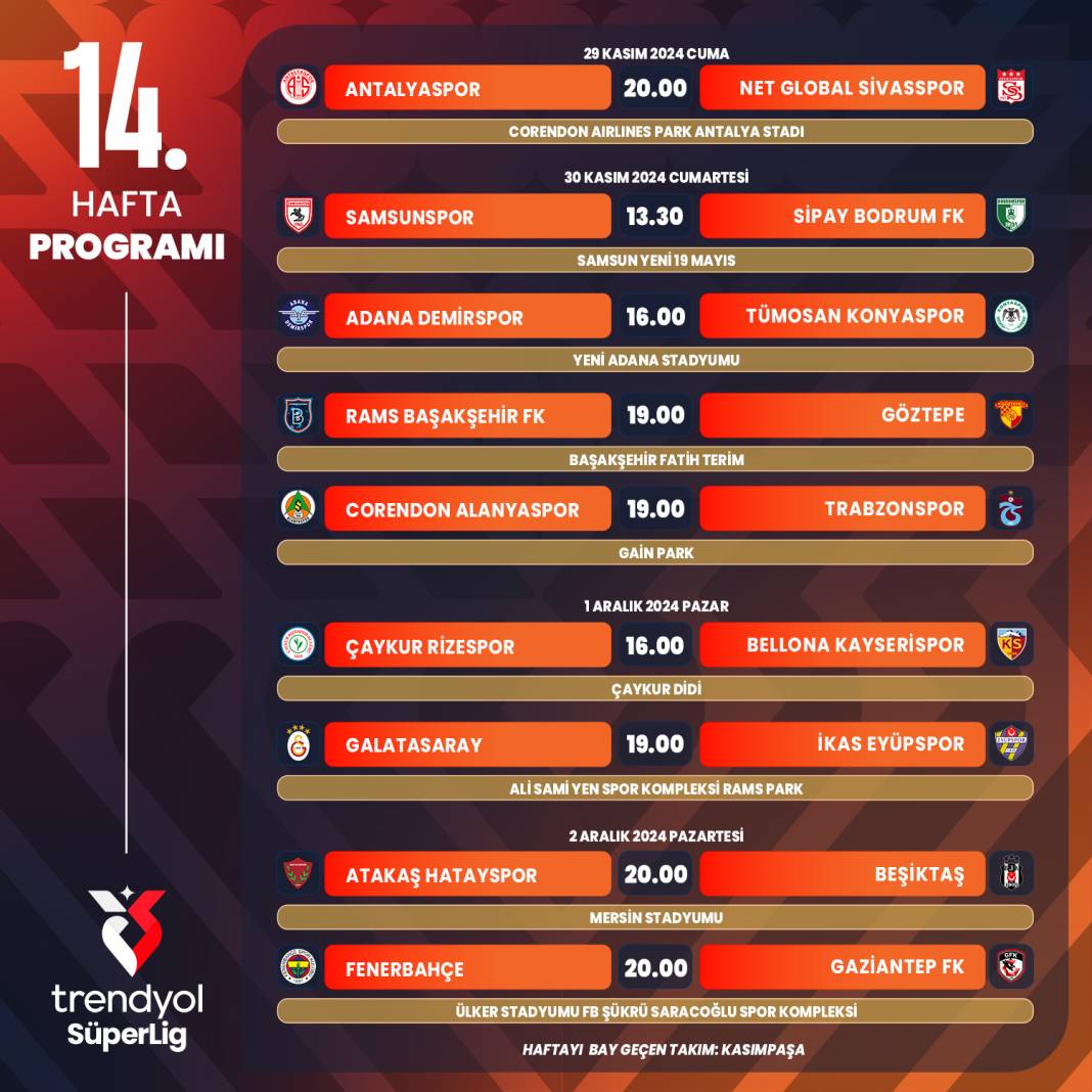 Süper Lig'de 11 haftalık program açıklandı 8