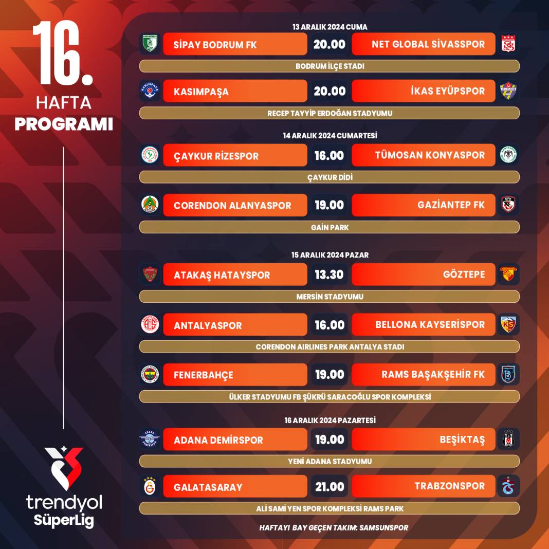 Süper Lig'de 11 haftalık program açıklandı 10