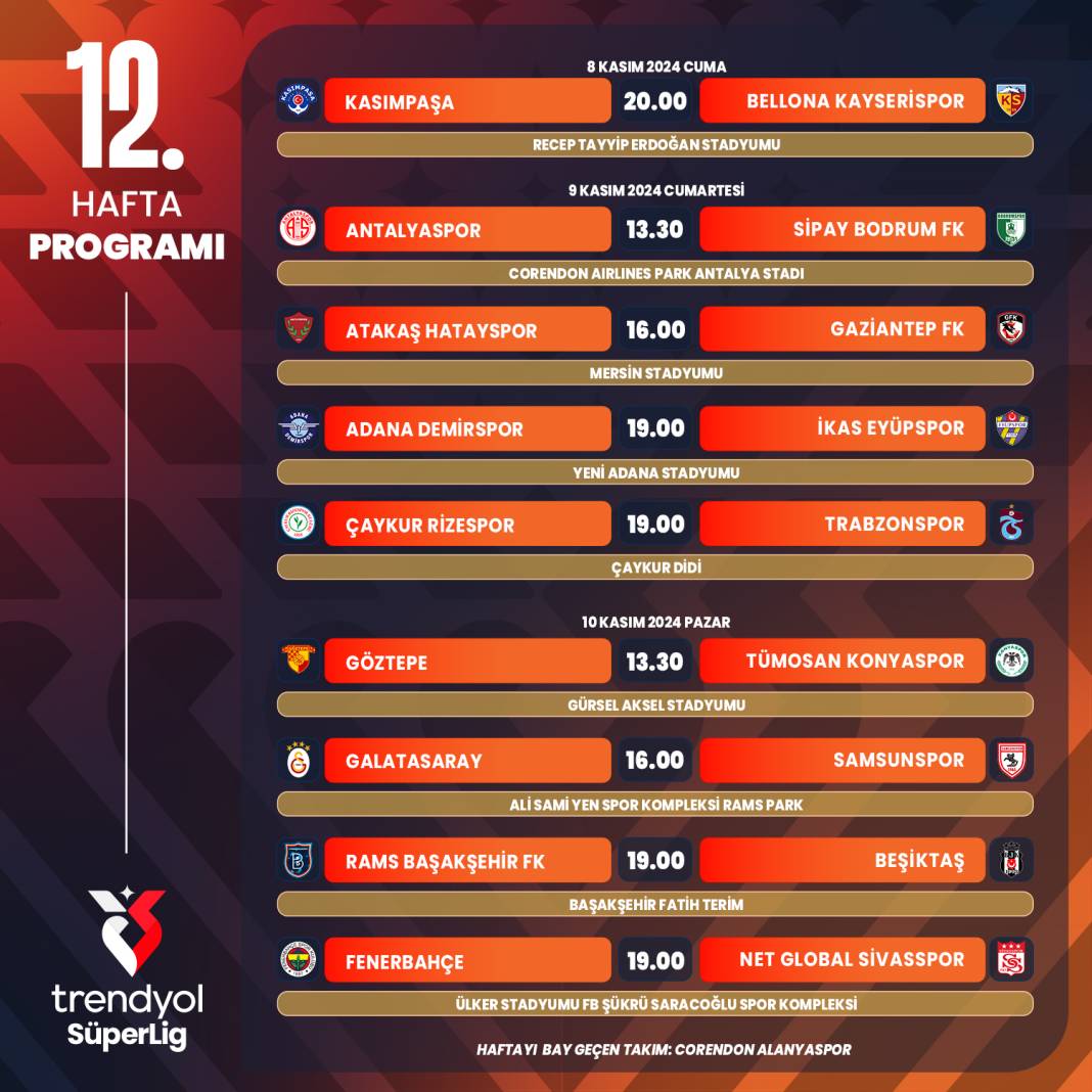 Süper Lig'de 11 haftalık program açıklandı 6