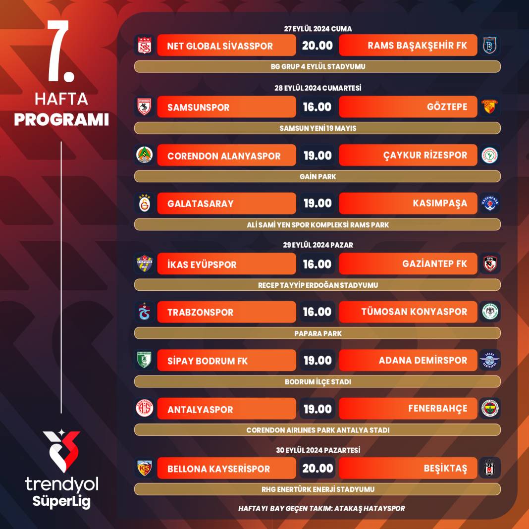 Süper Lig'de 11 haftalık program açıklandı 1