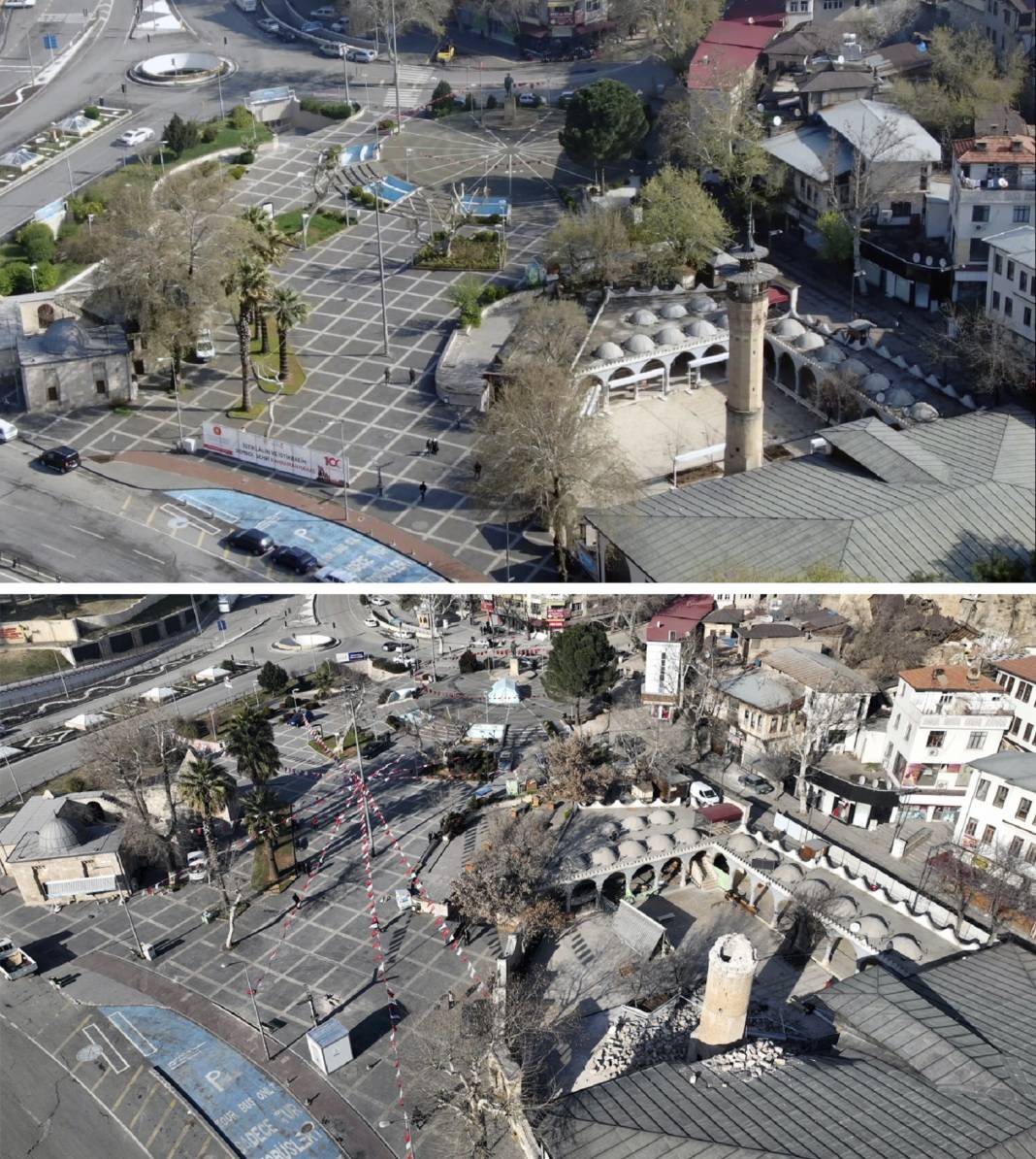 Deprem öncesi ve sonrası fotoğraflar, yıkımın boyutunu gösteriyor 1