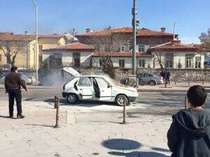 Konya'da araç yangını