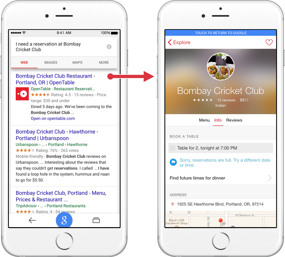 Google, mobil arama sonuçlarında iOS uygulama içeriklerini göstermeye başladı