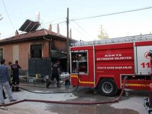 Konya'da Boş Evde Yangın