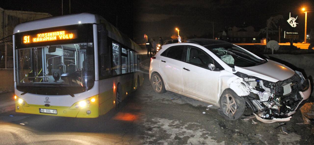 Otomobille belediye otobüsü çarpıştı: 3 yaralı