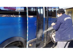 Çubuk’ta halk otobüsü ve minibüsler ilaçlandı