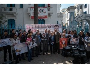 Tunus'ta Filistinli gazeteci Kıyk için destek gösterisi