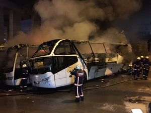 Büyük İstanbul Otogarı'nda otobüs yangını