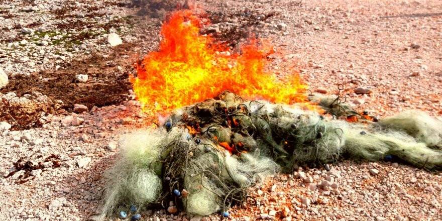 Baraj gölünde yasak ağ ele geçirildi