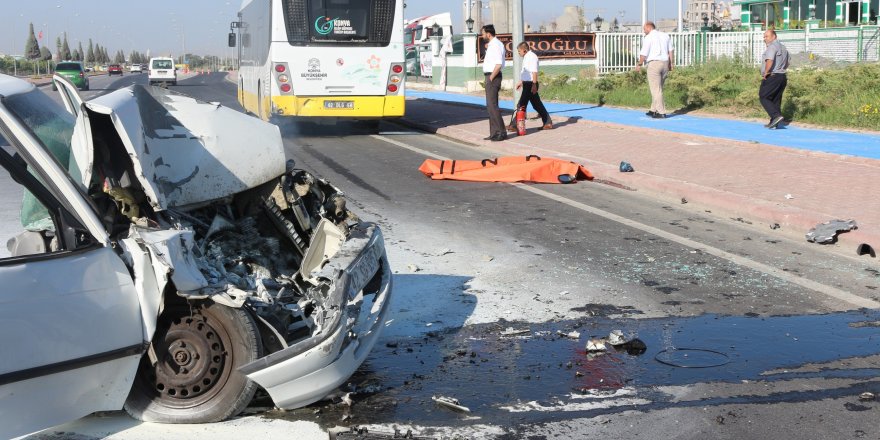 Konya'da otobüse çarpan sürücü hayatını kaybetti