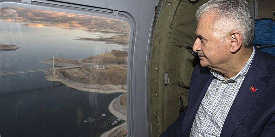 Başbakan Yıldırım Ağın Köprüsü'nü Havadan İnceledi
