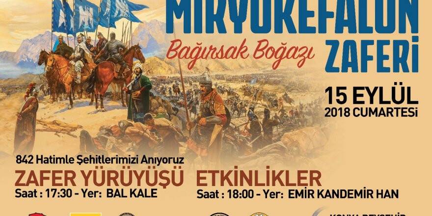 Miryokefalon Zaferi’nin 842. yıldönümü Konya’da kutlanacak