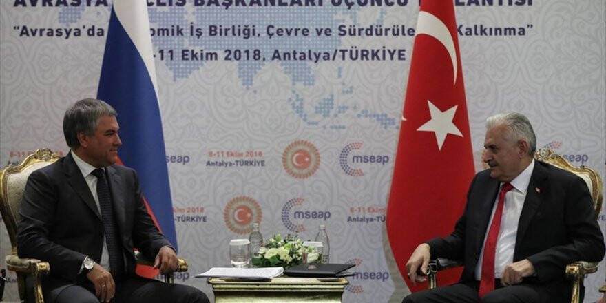 Tbmm Başkanı Yıldırım, Rusya Devlet Duması Başkanı Volodin İle Görüştü