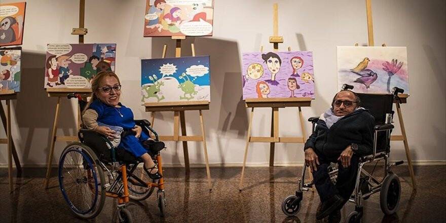 'Cam Kemik Hastaları'ndan Karikatür Ve Resim Sergisi