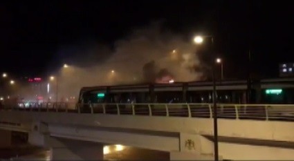 Konya'da korkutan tramvay yangını