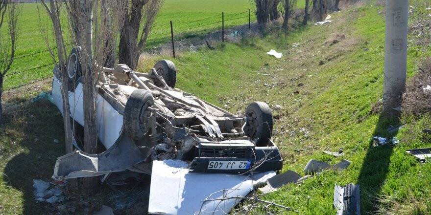 Takla atan otomobilin sürücüsü yaralandı 