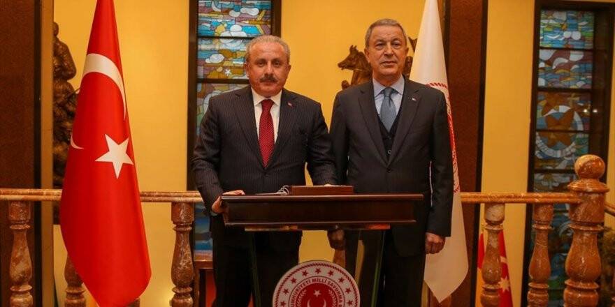 Tbmm Başkanı Şentop'tan Milli Savunma Bakanı Akar'a Ziyaret