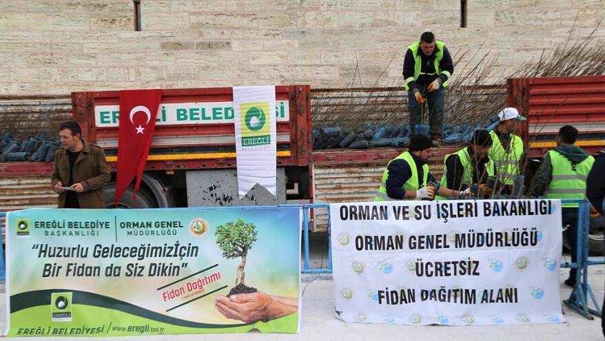 Çiftçiye 5 bin fidan armağan