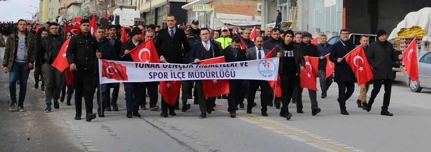 Yunak'ta Sarıkamış Harekatı'nın 104. yılı anısına yürüyüş düzenlendi