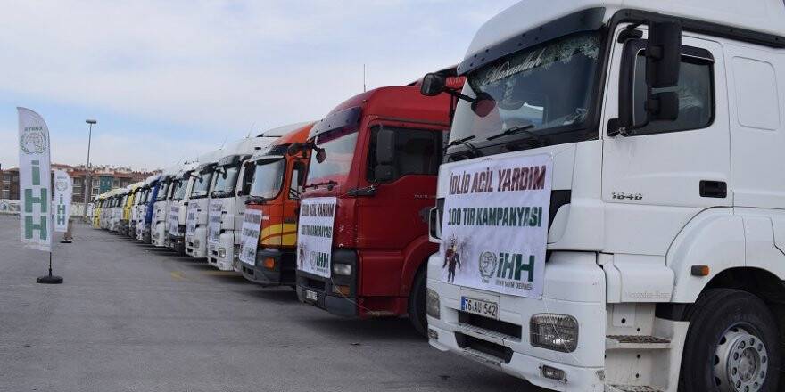 Konya'da temin edilen 19 tır gıda yardımı, İdlib'e gönderildi