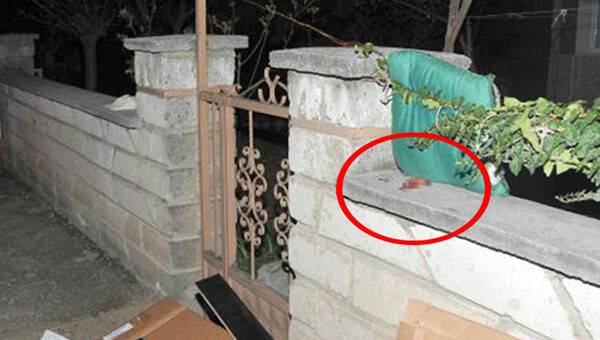 Bahçe duvarına cenin bırakıldı