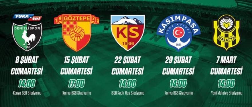 KONYASPOR’UN 5 MAÇI  CUMARTESİ VE GÜNDÜZ!
