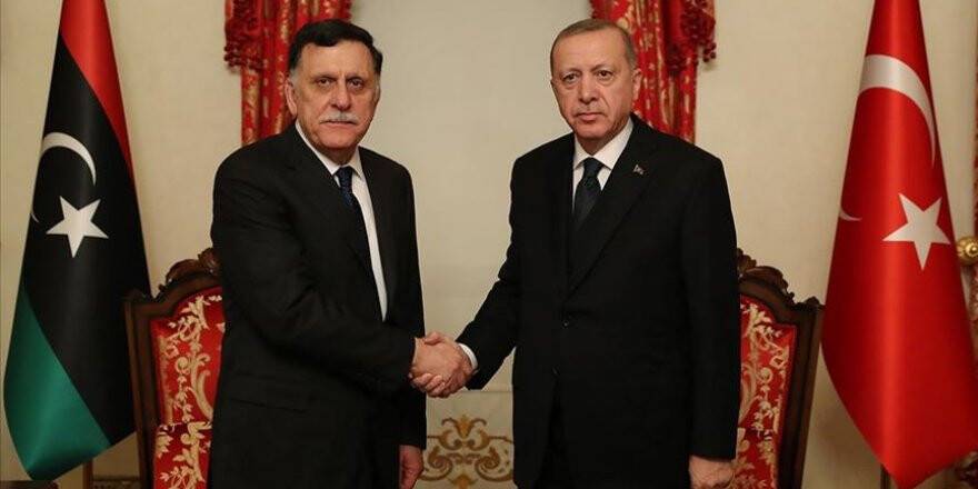 Cumhurbaşkanı Erdoğan, Libya UMH Başkanlık Konseyi Başkanı Sarraj'ı kabul etti