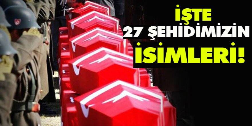 İŞTE 27 ŞEHİDİMİZİN İSİMLERİ!