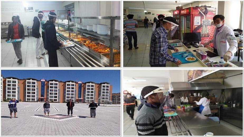 Yurtta kalan yabancı öğrencilere maske