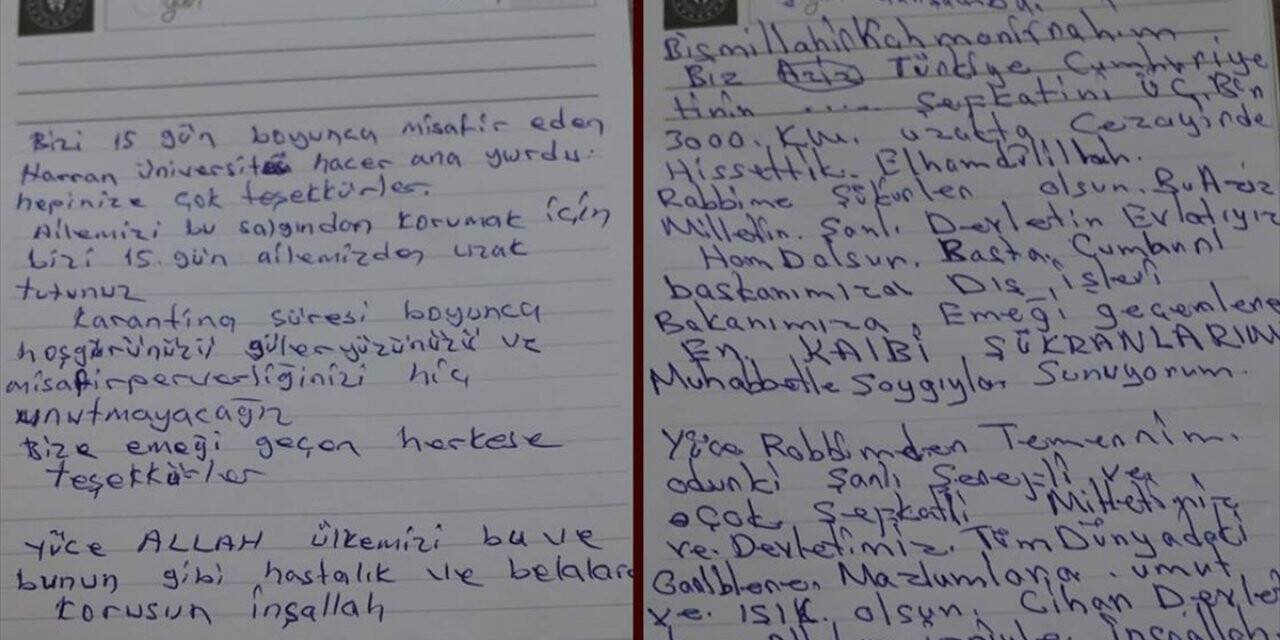 Karantina Sürecini Tamamlayanlar Teşekkür Mektupları Bıraktı