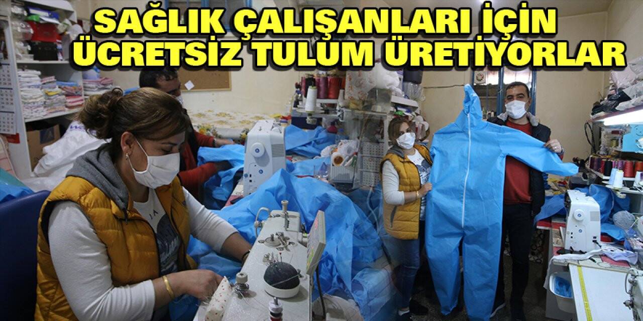 Konya'daki çift sağlık çalışanları için ücretsiz tulum üretiyor