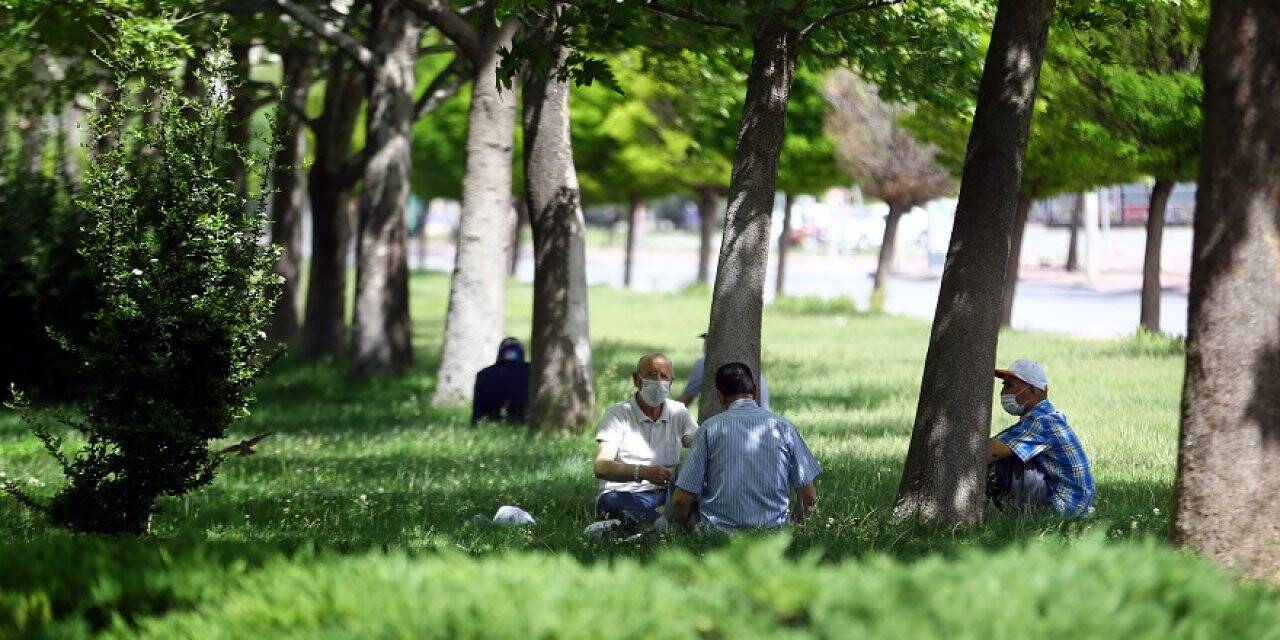 65 yaş ve üstü vatandaşlar sıcak havanın tadını çıkardı