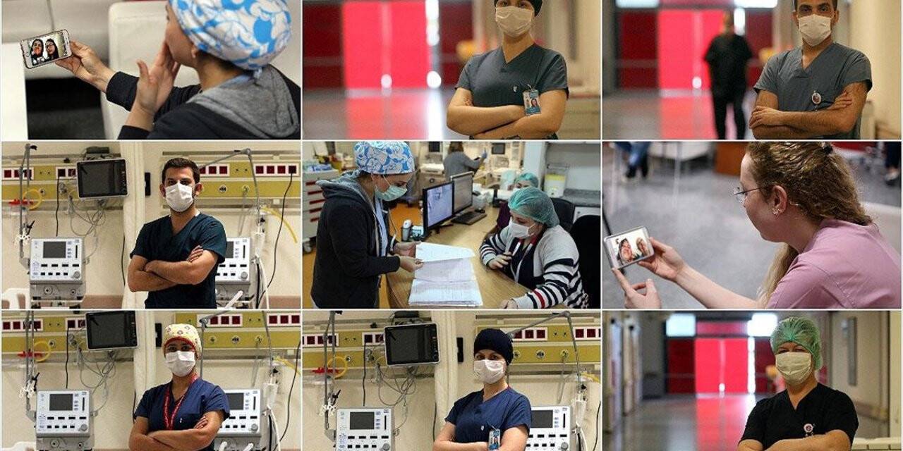 Sağlık çalışanları aileleri ile sanal ortamda bayramlaştı