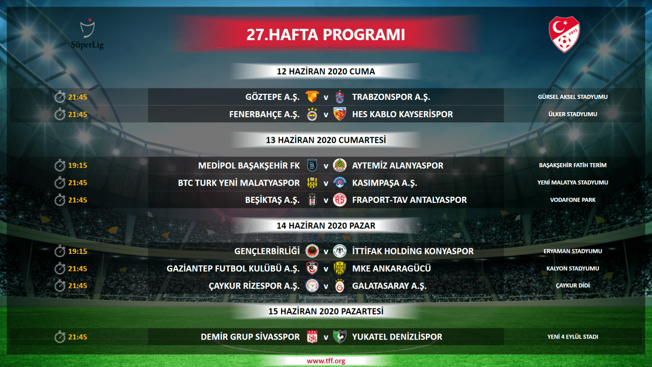 Süper Lig'de 5 haftalık program açıklandı