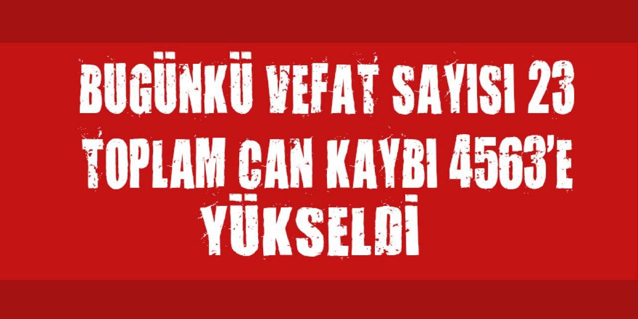 Bugünkü Vefat Sayısı 23, Toplam Can Kaybı 4563'e Yükseldi