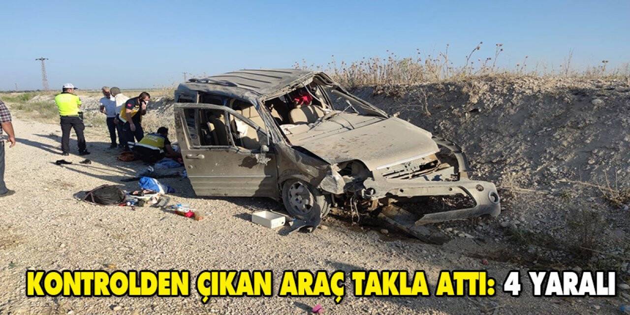Konya'da kontrolden çıkan araç takla attı