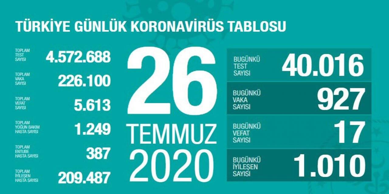 Türkiye'de Kovid-19'dan iyileşenlerin sayısı 209 bin 487 oldu