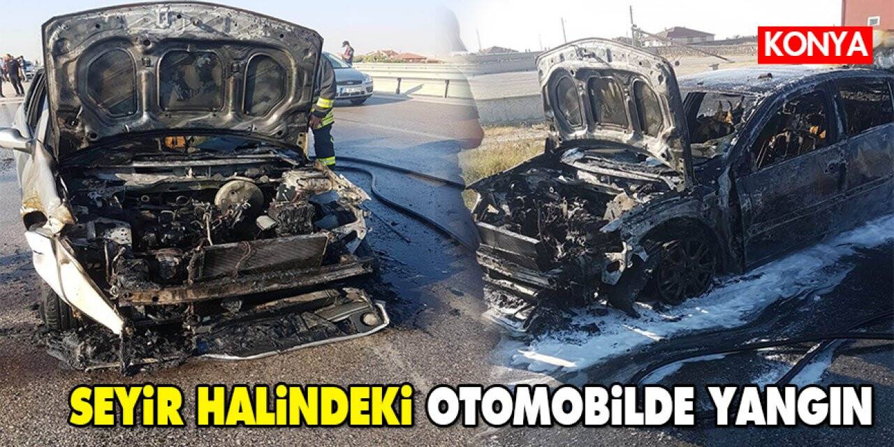 Konya’da otomobil yangını! Kaputu Açınca alevler yükseldi