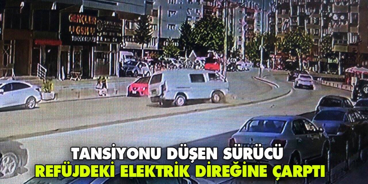 Konya'da seyir halindeyken tansiyonu düşen sürücü  elektrik direğine çarptı