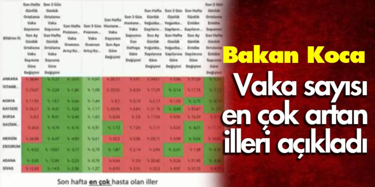 Güncel verileri paylaşan Bakan Koca, Vaka sayısı en çok artan illeri açıkladı