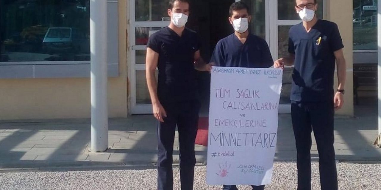Konya'da minik öğrencilerden sağlık çalışanlarına mektup