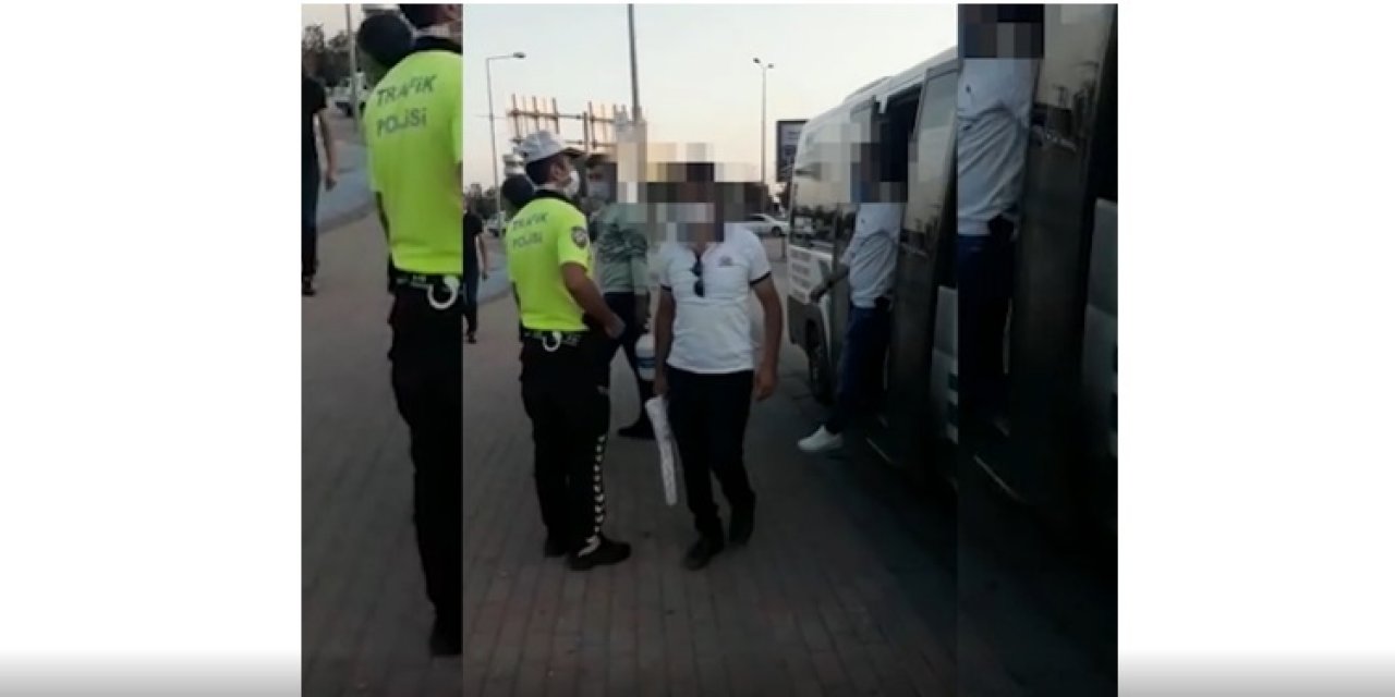 Konya'da trafik denetimleri devam ediyor! Ayakta yolcu taşıyan minibüs sürücülerine ceza