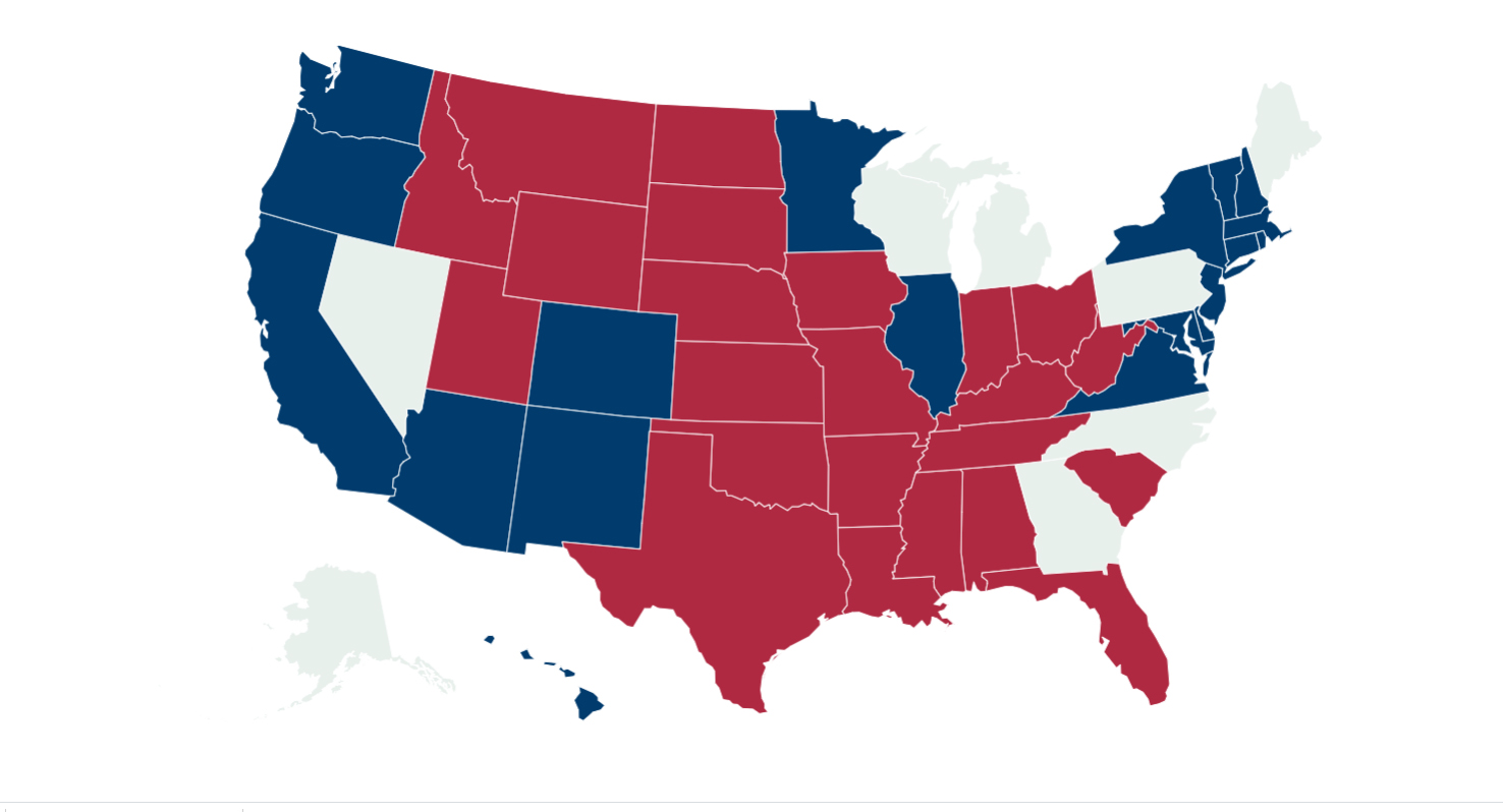 ABD seçimlerinde eyaletlere göre sonuçlar