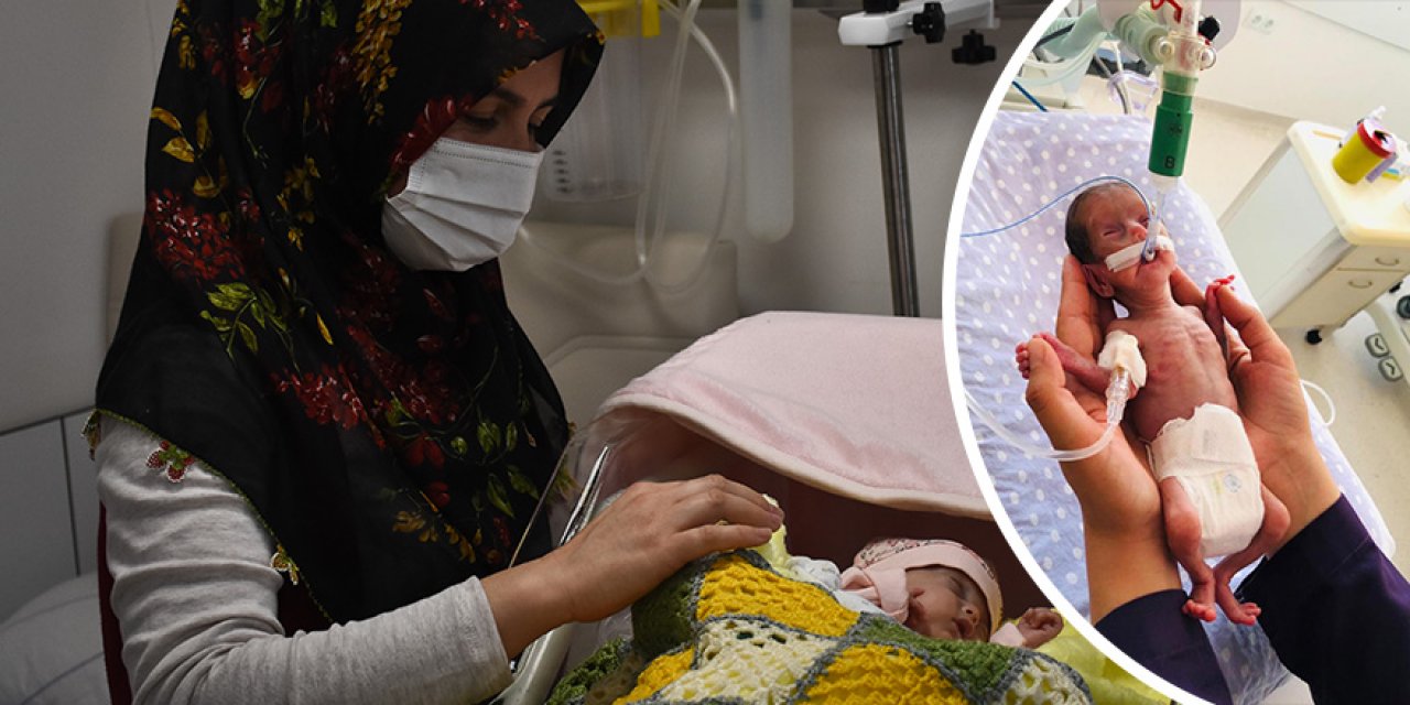 Konya'da 520 gram doğan Nisa bebek 142 gün sonra ablalarına kavuştu