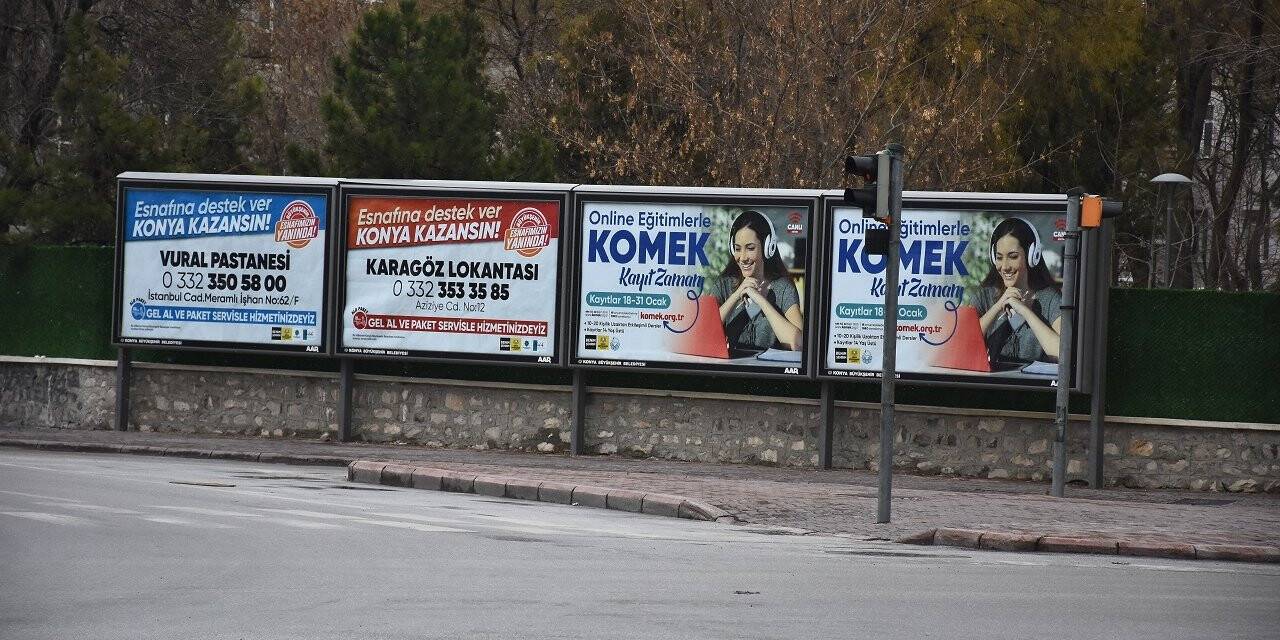 Konya Büyükşehir'den işletmelere tanıtım desteği! Reklam panoları esnafın hizmetinde