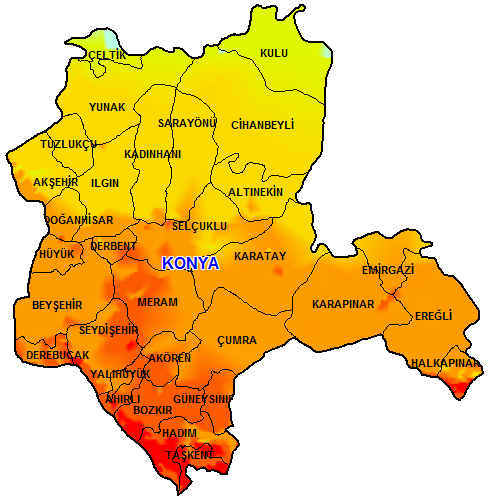 Konya ilçe nüfusları (2020)